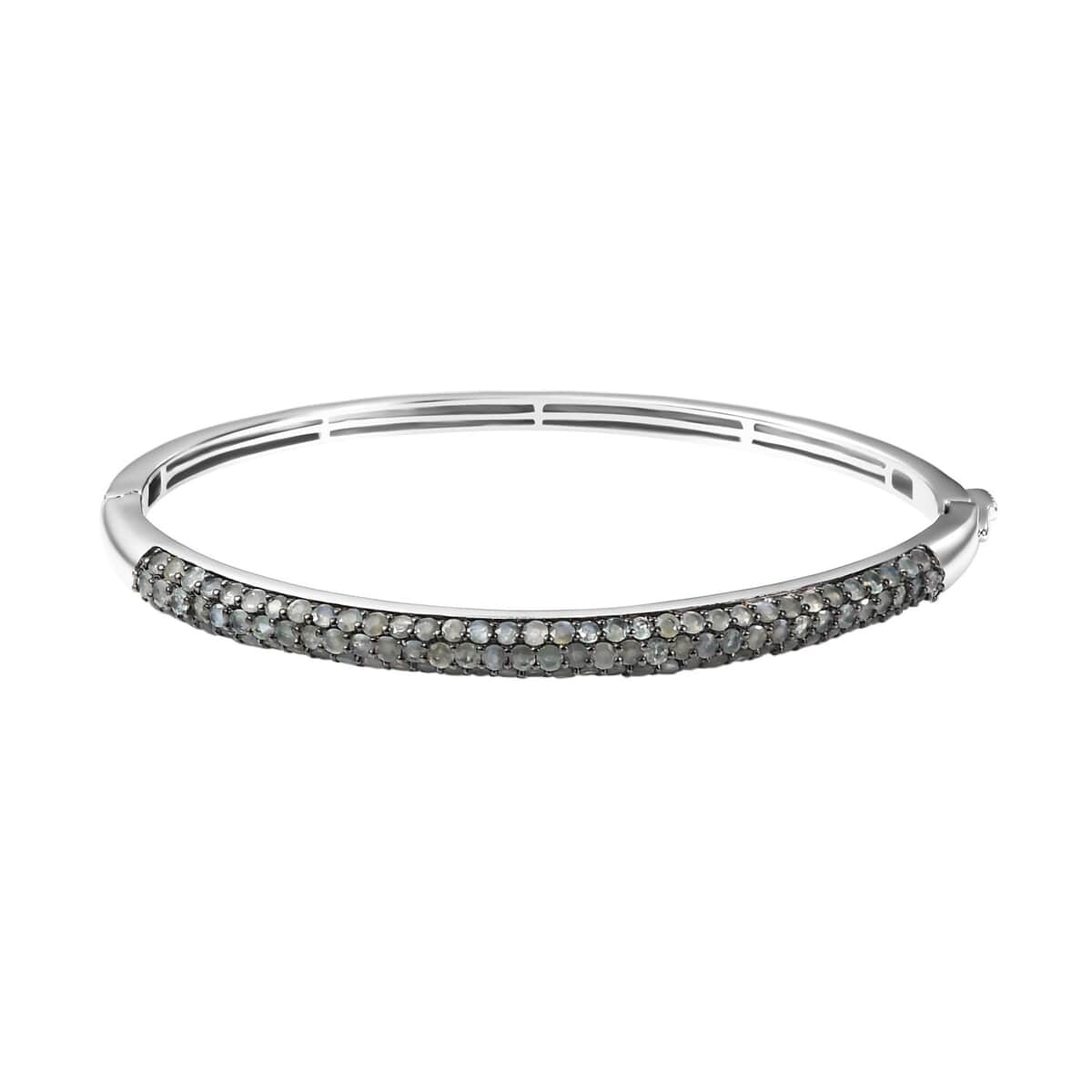 Narsipatnam Alexandrite 4.10 ctw Bangle Bracelet in Rhodium Over Sterling Silver (7.25 In) image number 0