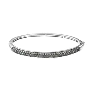 Narsipatnam Alexandrite 4.10 ctw Bangle Bracelet in Rhodium Over Sterling Silver (7.25 In)