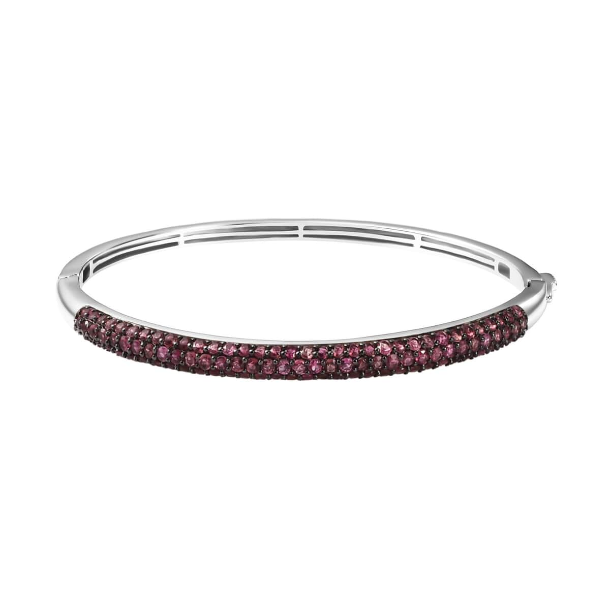 Ouro Fino Rubellite 3.85 ctw Bangle Bracelet in Rhodium Over Sterling Silver (6.50 In) image number 0