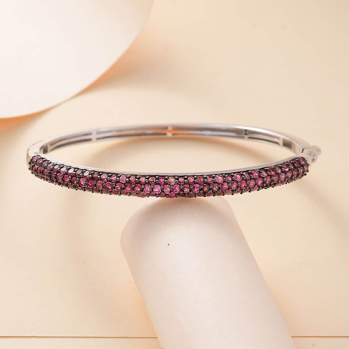 Ouro Fino Rubellite 3.85 ctw Bangle Bracelet in Rhodium Over Sterling Silver (6.50 In) image number 1