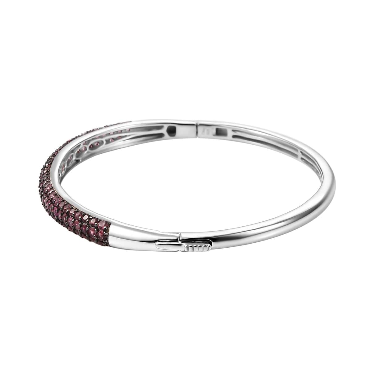 Ouro Fino Rubellite 3.85 ctw Bangle Bracelet in Rhodium Over Sterling Silver (6.50 In) image number 3