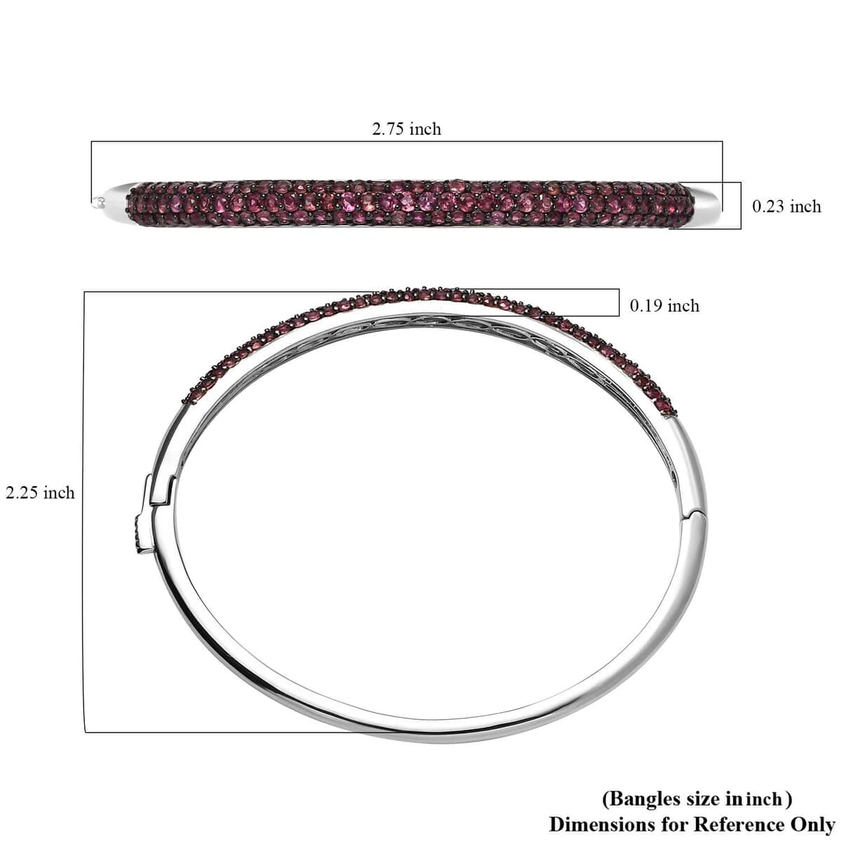 Ouro Fino Rubellite 3.85 ctw Bangle Bracelet in Rhodium Over Sterling Silver (6.50 In) image number 5