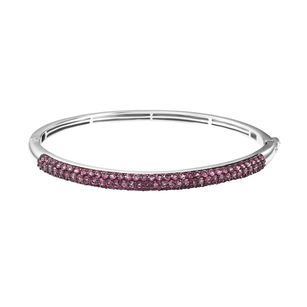 Ouro Fino Rubellite 3.85 ctw Bangle Bracelet in Rhodium Over Sterling Silver (7.25 In) image number 0