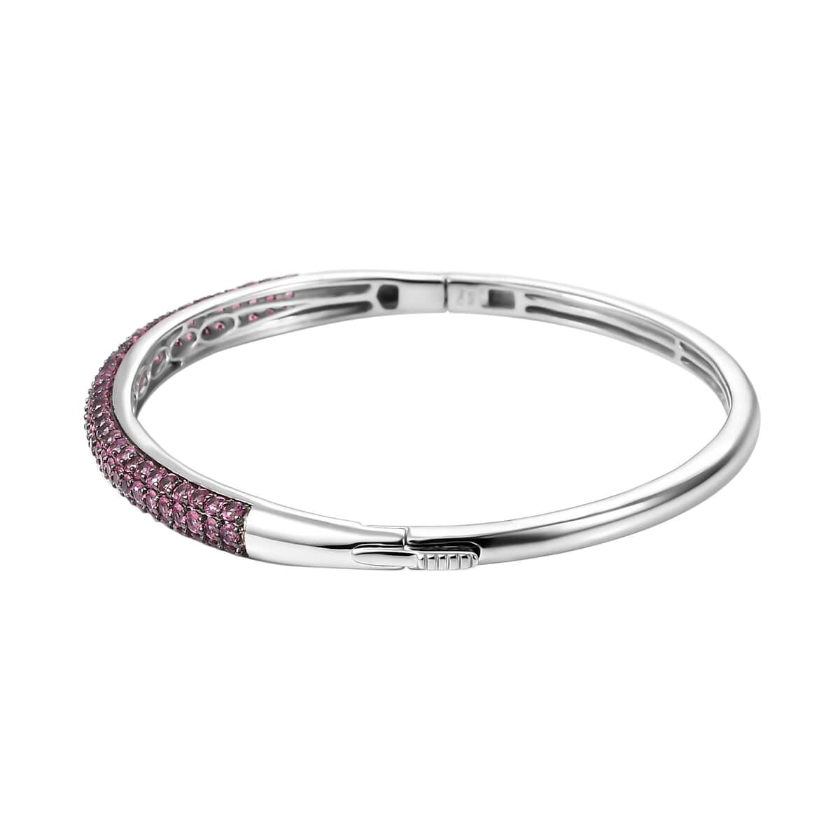 Ouro Fino Rubellite 3.85 ctw Bangle Bracelet in Rhodium Over Sterling Silver (7.25 In) image number 3