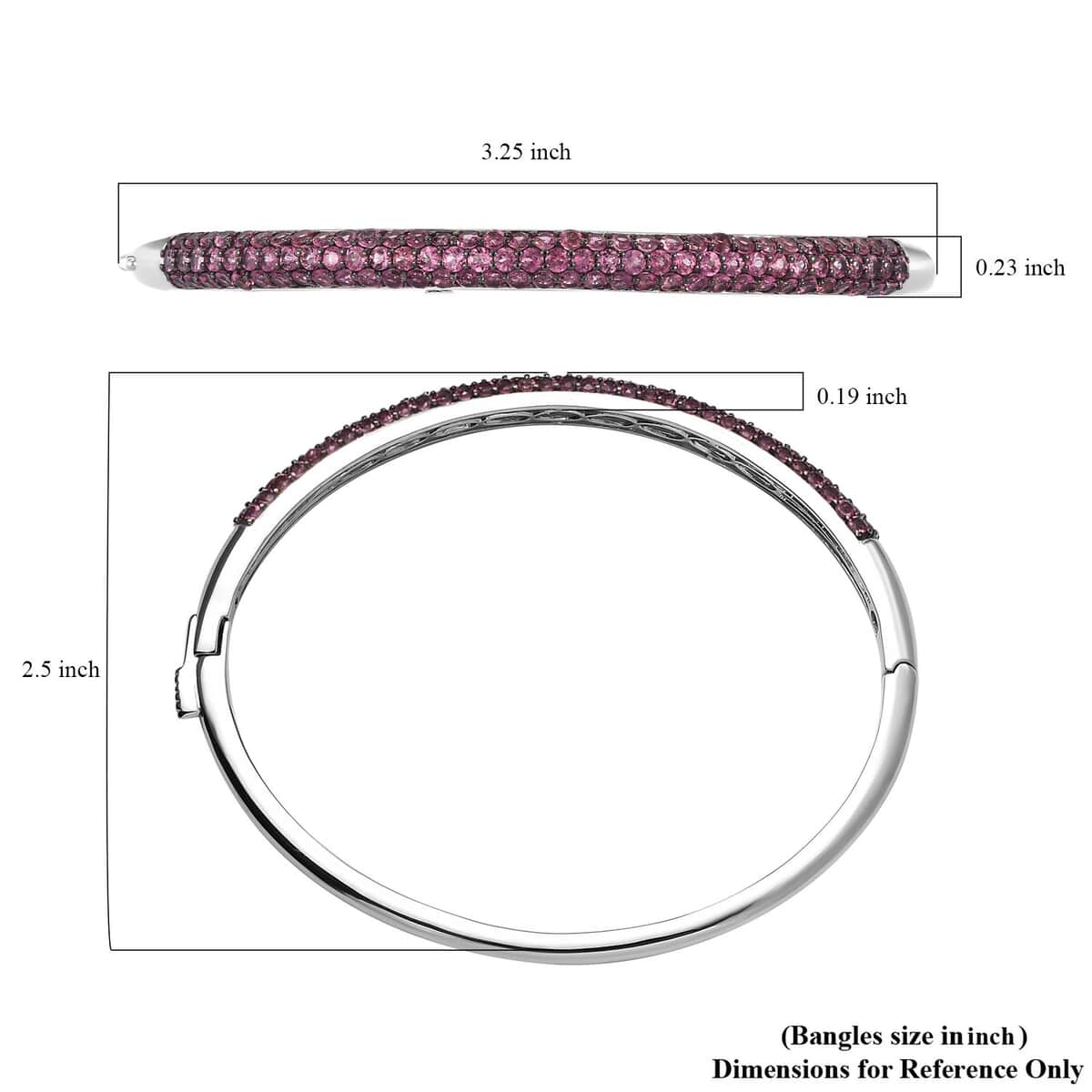 Ouro Fino Rubellite 3.85 ctw Bangle Bracelet in Rhodium Over Sterling Silver (7.25 In) image number 5