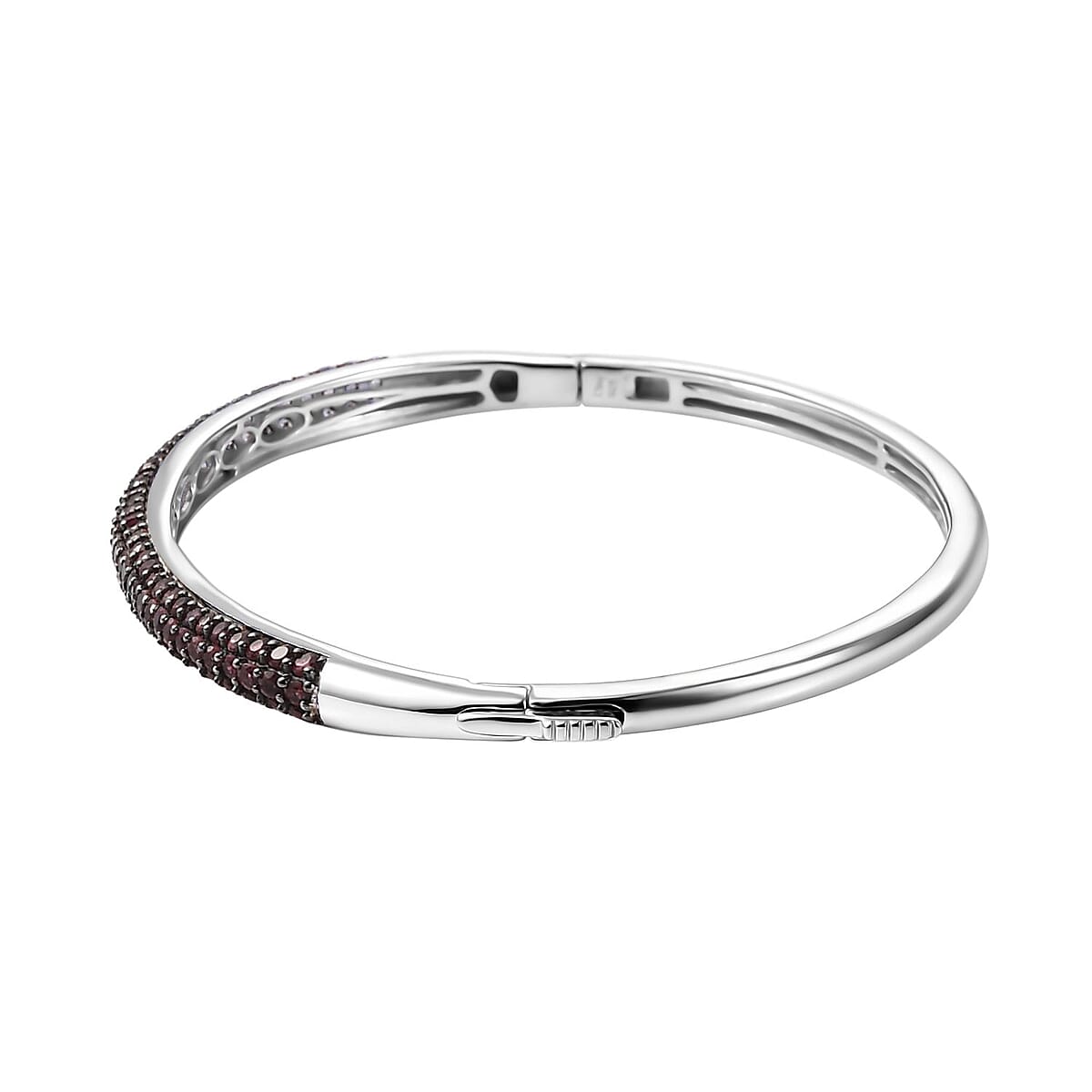D'Joy Ouro Fino Rubellite 3.85 ctw Bangle Bracelet in Rhodium Over Sterling Silver (8.00 In) image number 3