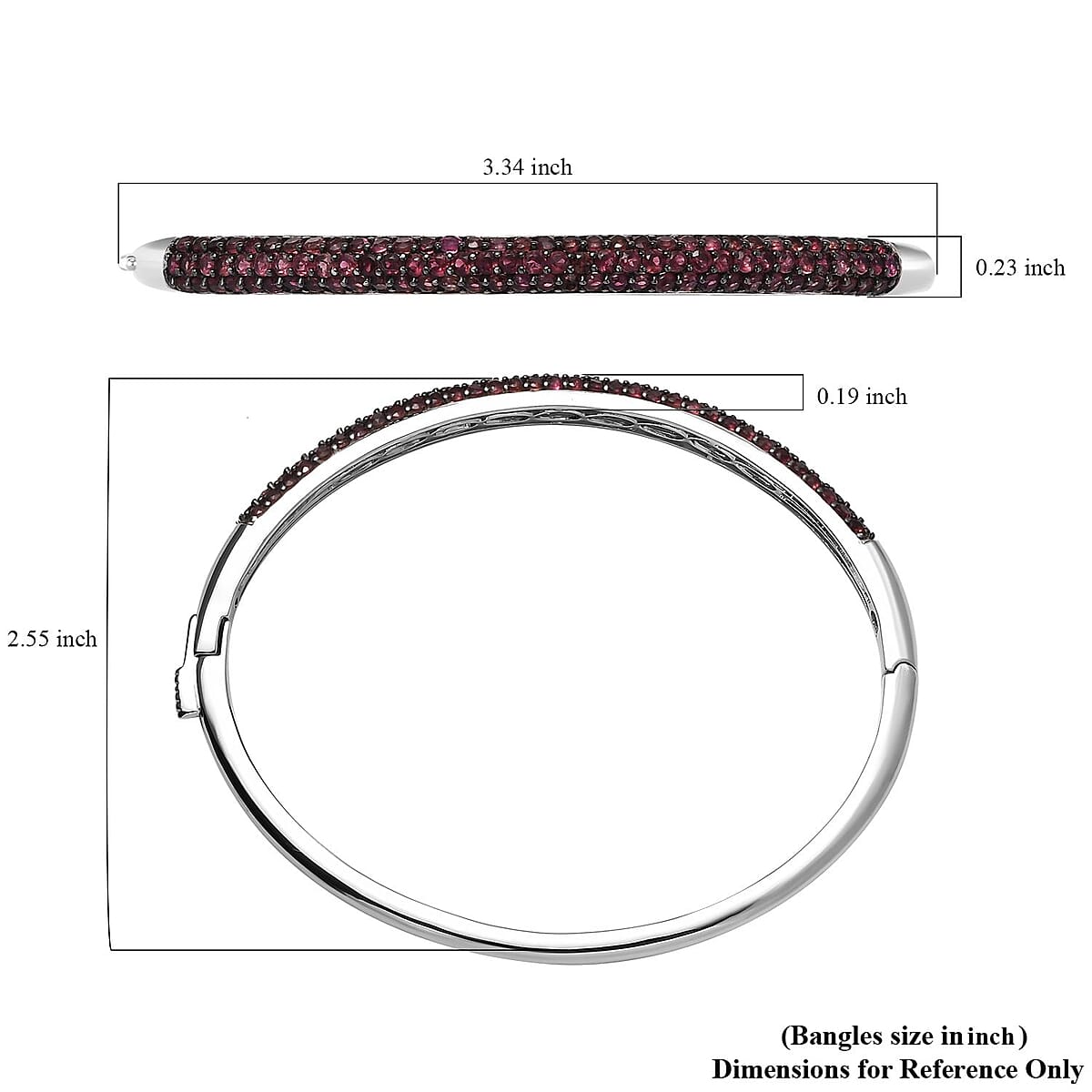 D'Joy Ouro Fino Rubellite 3.85 ctw Bangle Bracelet in Rhodium Over Sterling Silver (8.00 In) image number 5