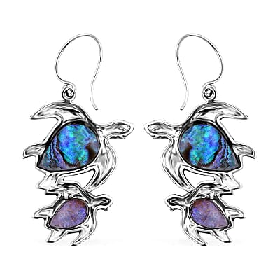 Bali Legacy Abalone Shell Turtle Earrings in Sterling Silver