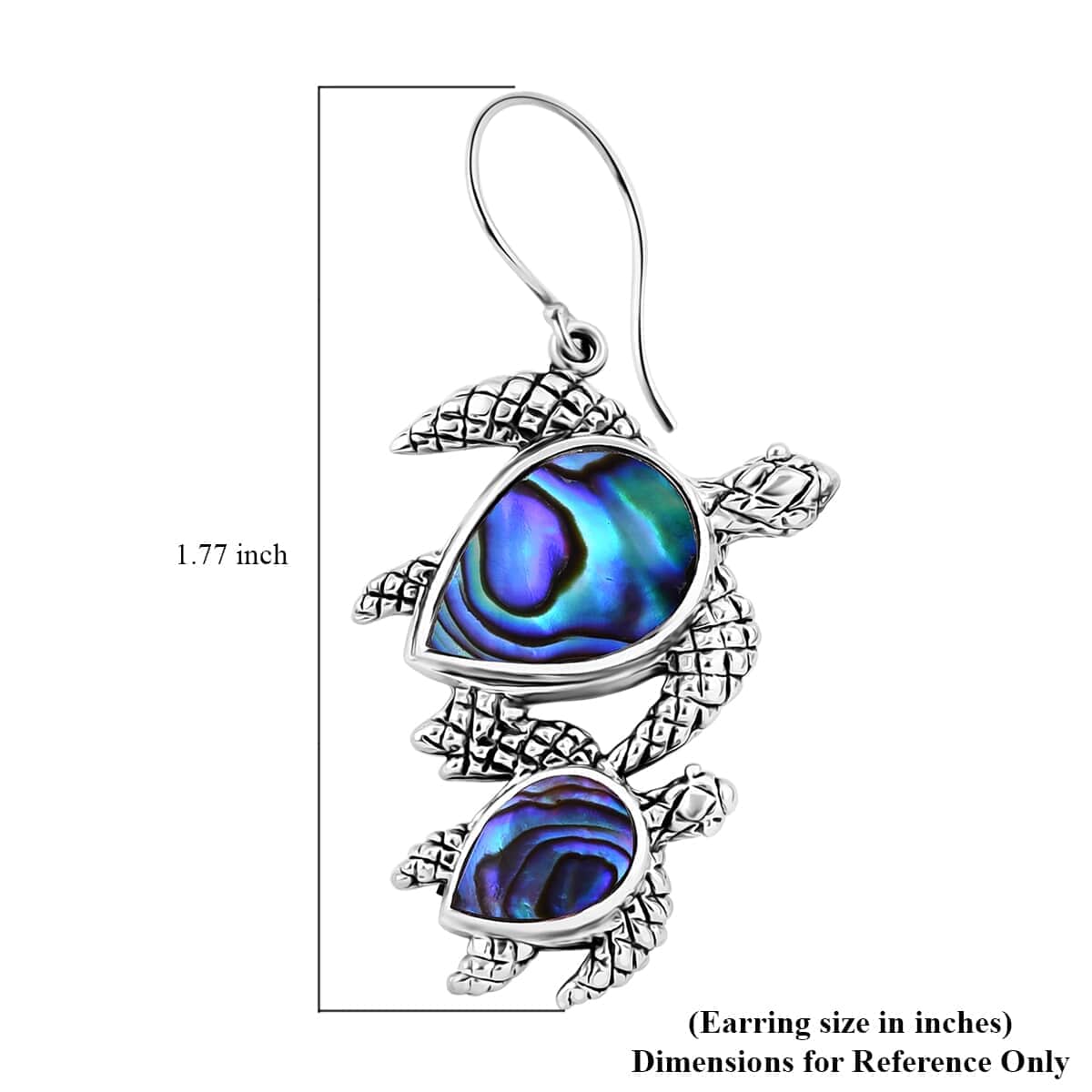 Bali Legacy Abalone Shell Turtle Earrings in Sterling Silver image number 4