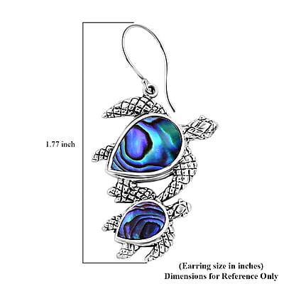 Bali Legacy Abalone Shell Turtle Earrings in Sterling Silver