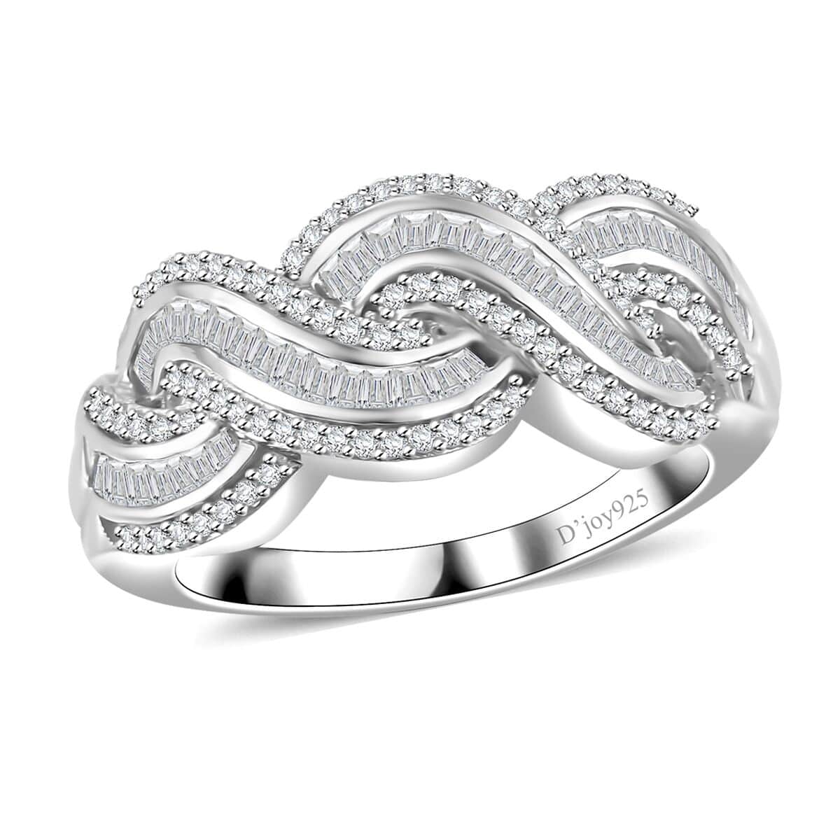 Diamond 0.75 ctw Twisted Ring in Rhodium Over Sterling Silver (Size 6.0)  image number 0