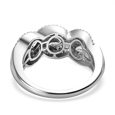 Diamond Twisted Ring in Rhodium Over Sterling Silver (Size 6.0) 0.75 ctw