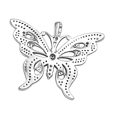 Green Diamond 0.55 ctw Pendant in Rhodium Over Sterling Silver