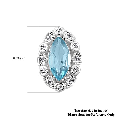 Blue Topaz and Simulated Diamond 1.85 ctw Earrings in Sterling Silver