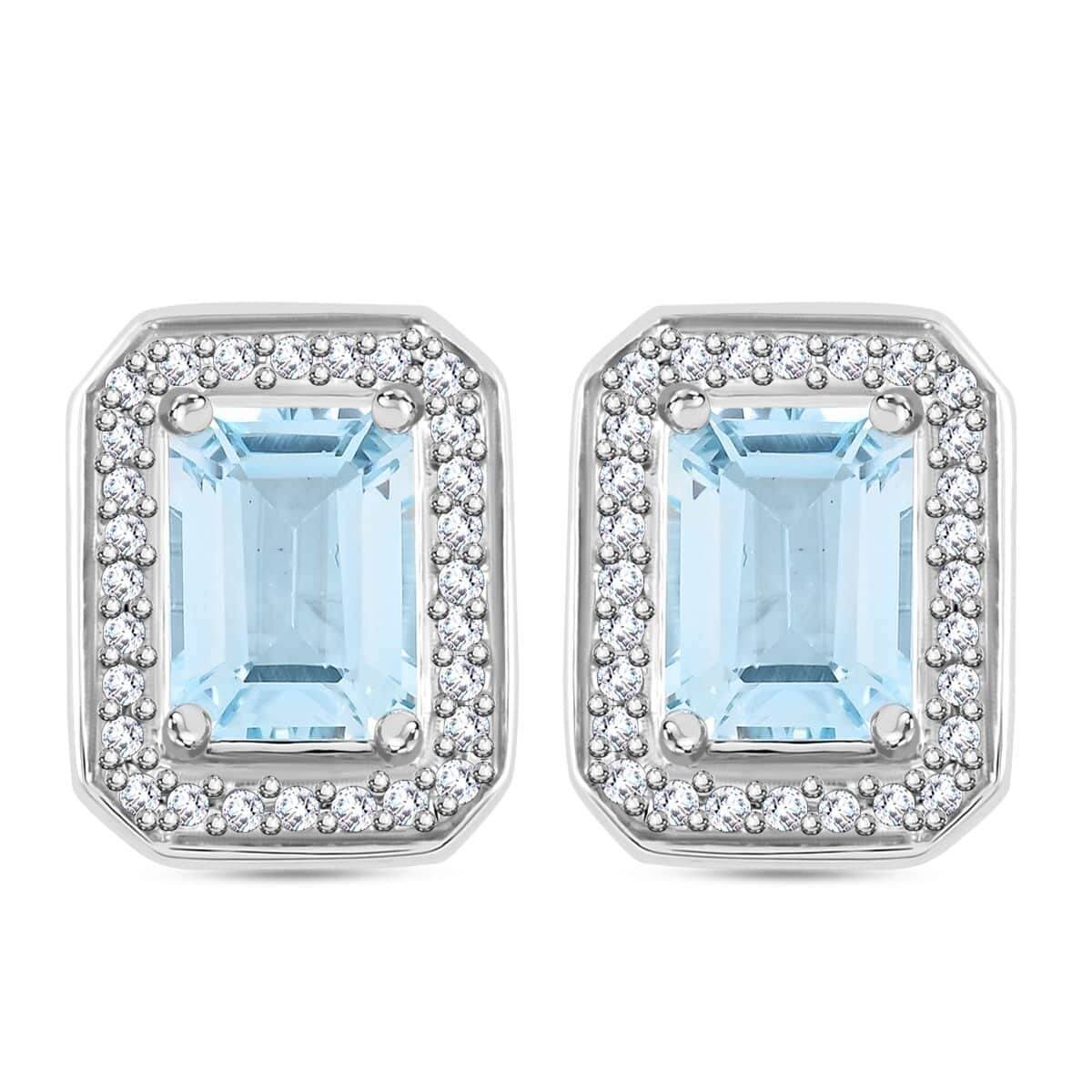 Blue Topaz and Simulated Diamond 4.00 ctw Earrings in Silvertone image number 0