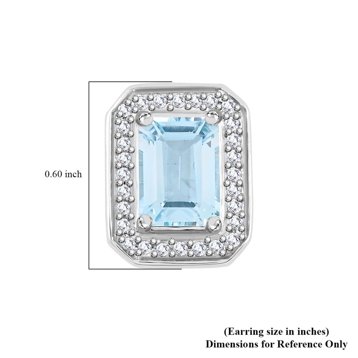 Blue Topaz and Simulated Diamond 4.00 ctw Earrings in Silvertone image number 4