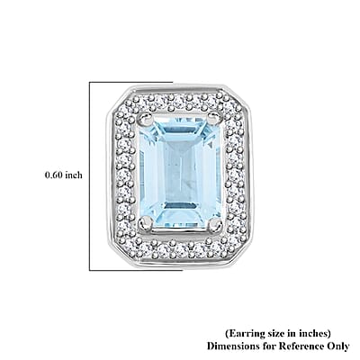 Blue Topaz and Simulated Diamond 4.00 ctw Earrings in Silvertone