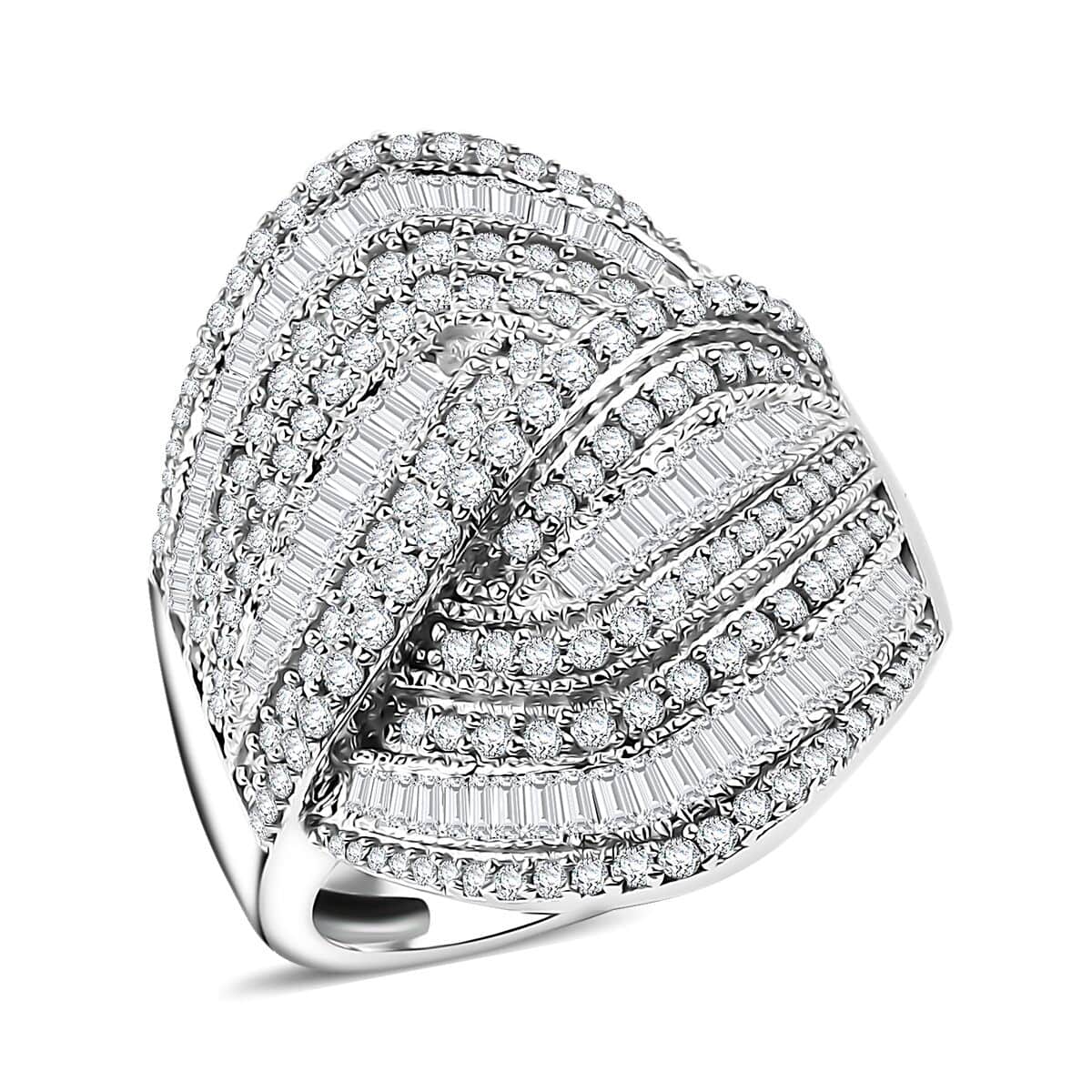 Diamond 1.50 ctw Wave Ring in Rhodium Over Sterling Silver (Size 7.0) image number 0