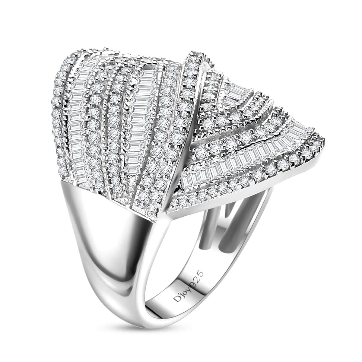 Diamond 1.50 ctw Wave Ring in Rhodium Over Sterling Silver (Size 7.0) image number 3