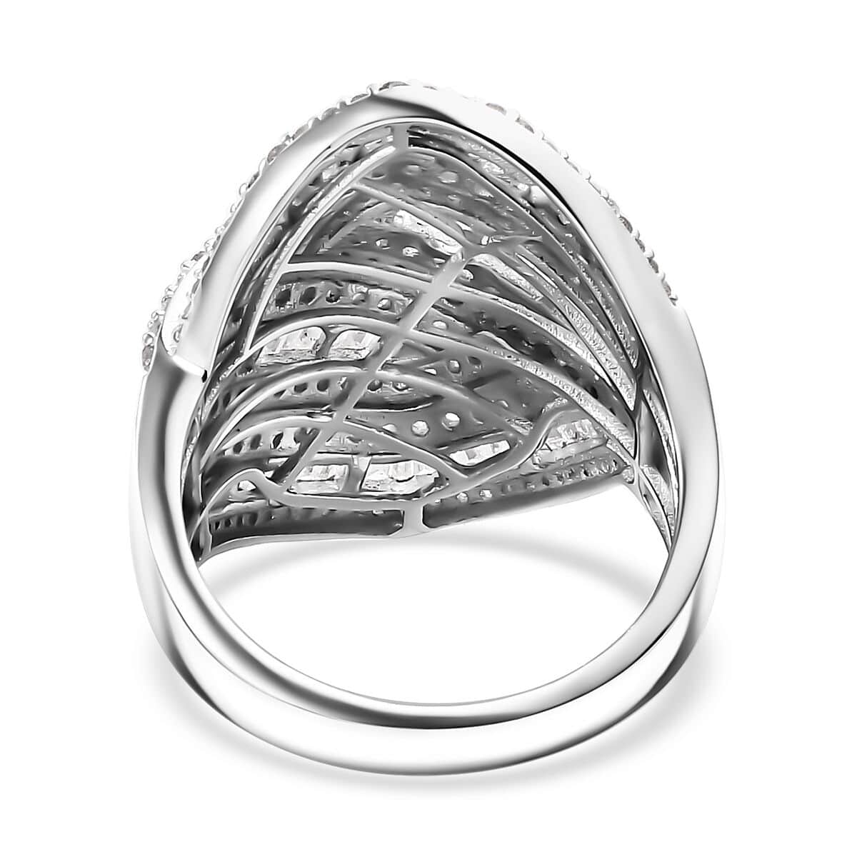 Diamond 1.50 ctw Wave Ring in Rhodium Over Sterling Silver (Size 7.0) image number 4