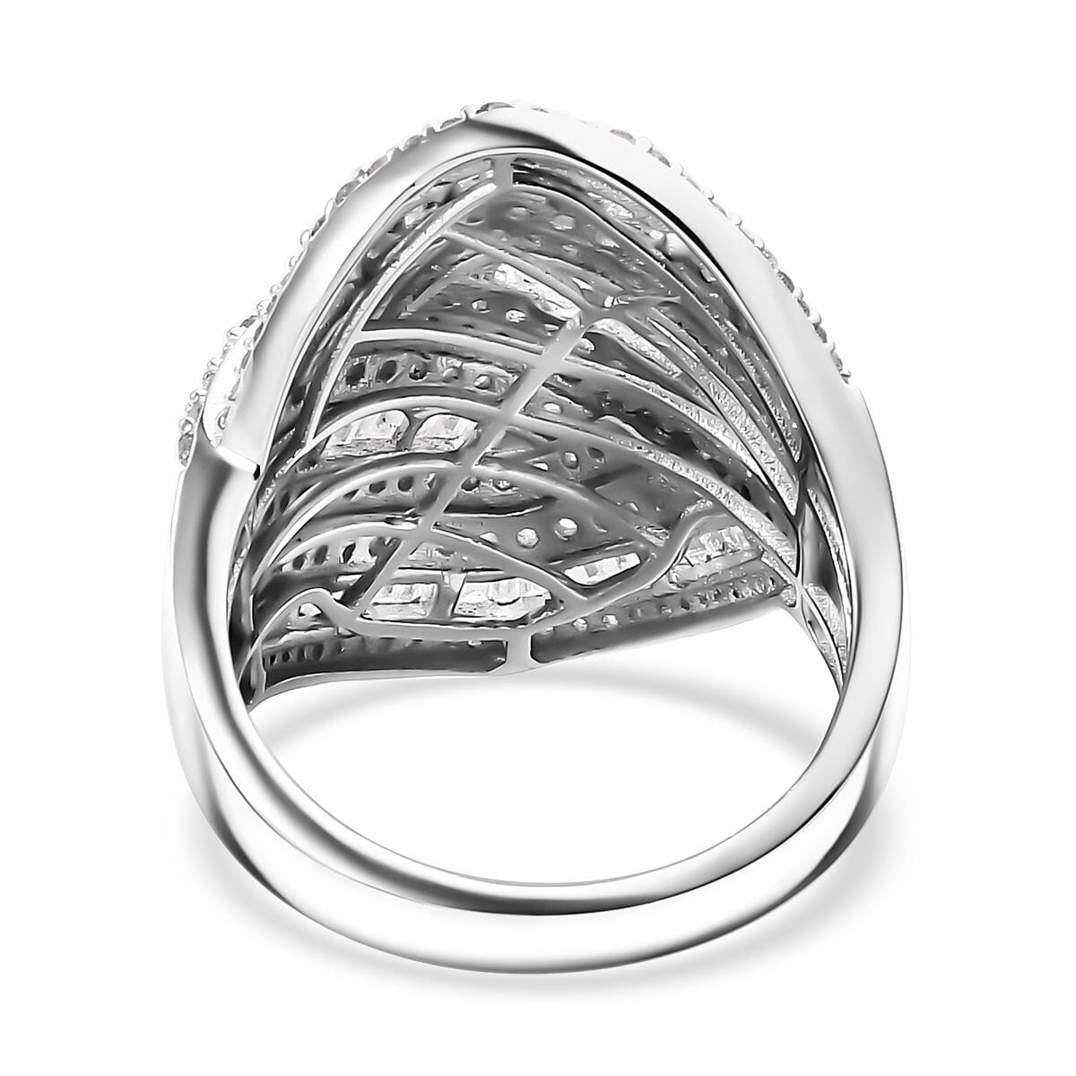 Diamond 1.50 ctw Wave Ring in Rhodium Over Sterling Silver (Size 8.0) image number 4