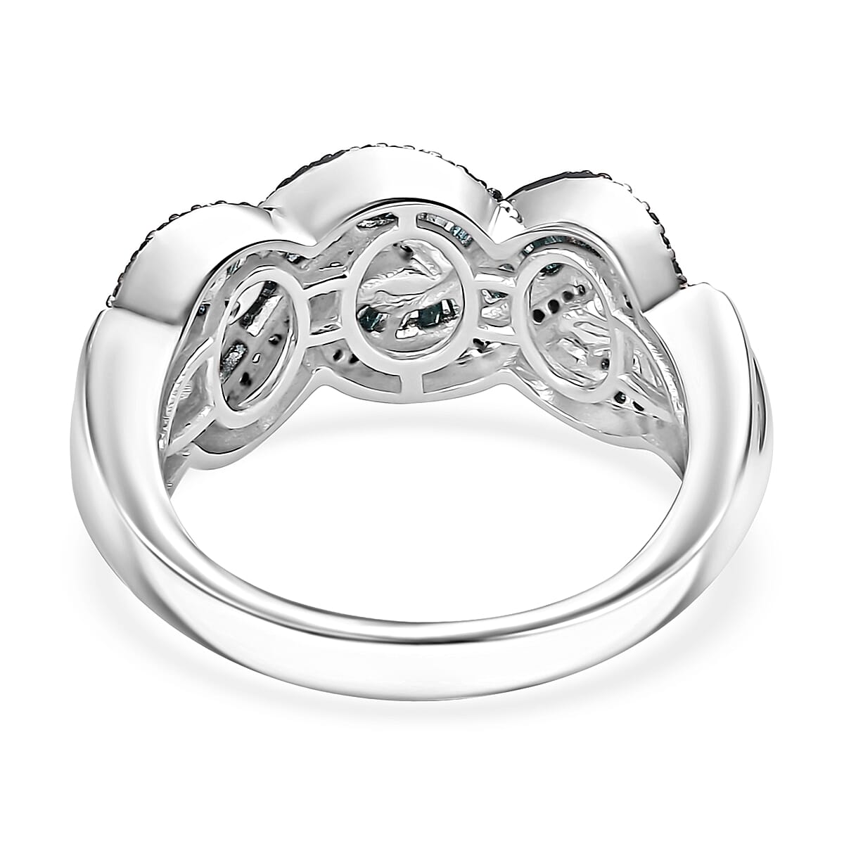 Blue Diamond 0.75 ctw Twisted Ring in Rhodium Over Sterling Silver (Size 8.0) image number 4