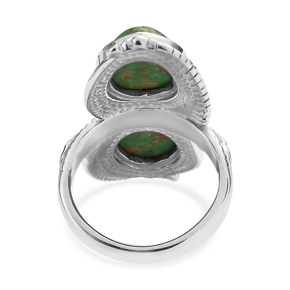 Mojave Green Turquoise 5.75 ctw Feather Ring in Stainless Steel (Size 10.0) image number 4