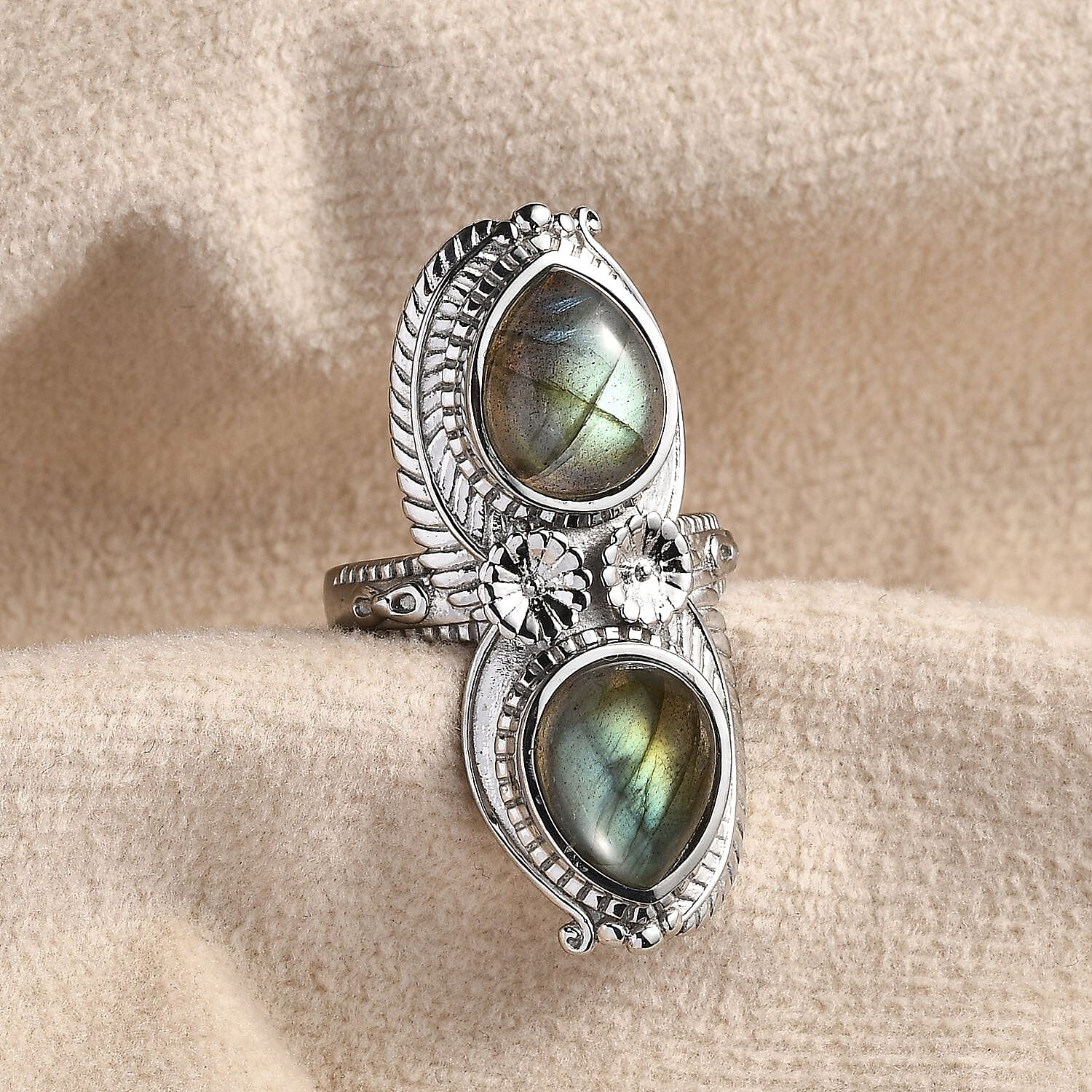 New Arrivals]シルバー925リング-19号 Labradorite