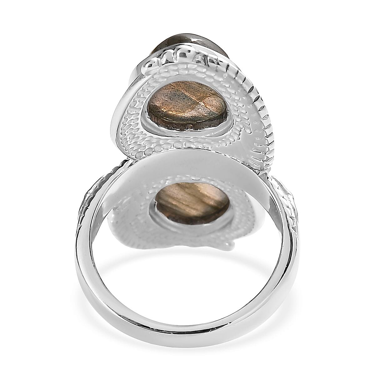 Malagasy Labradorite 7.90 ctw Feather Ring in Stainless Steel (Size 7.0) image number 4