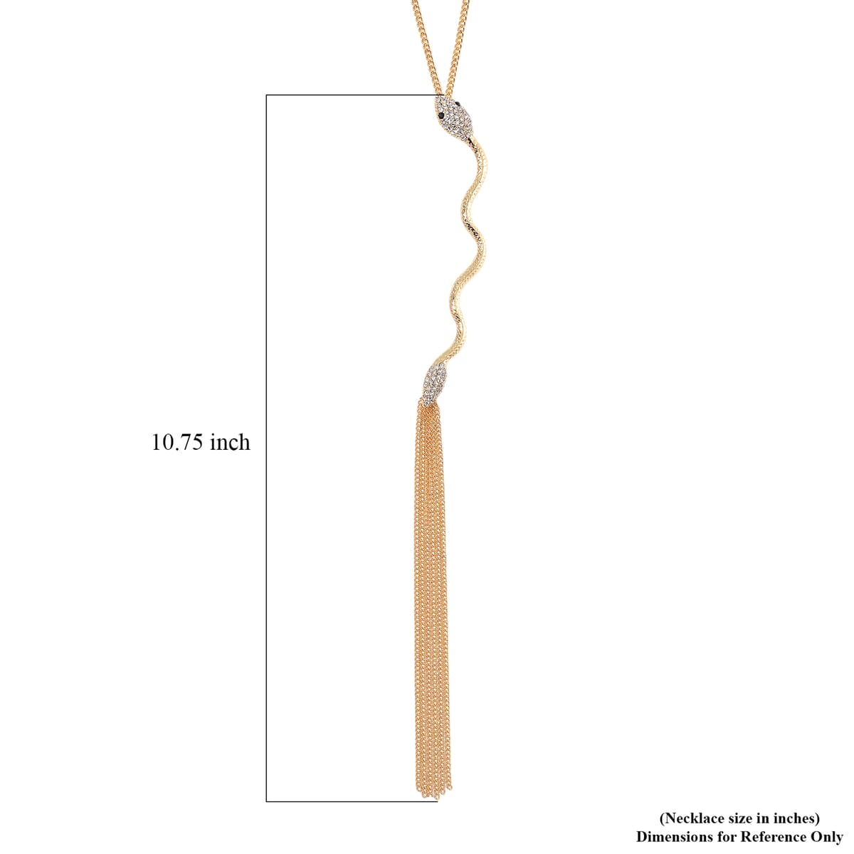 White and Black Austrian Crystal Snake Necklace in Goldtone 20-22 Inches image number 4