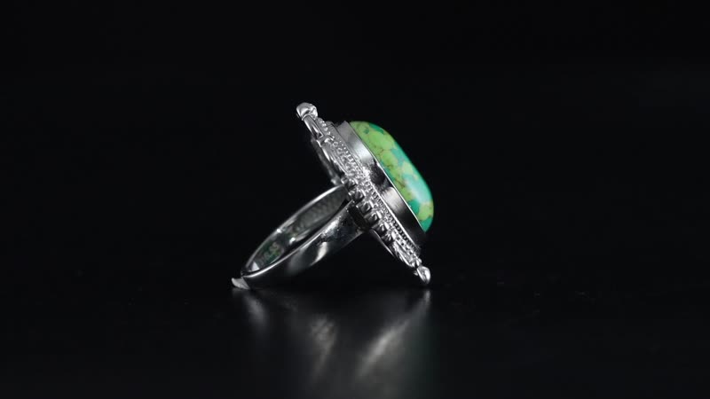Mojave Green Turquoise 10.50 ctw Floral Ring in Stainless Steel (Size 10.0)