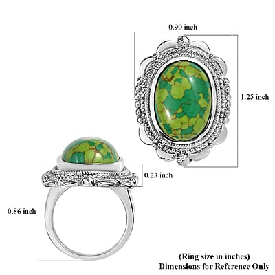 Mojave Green Turquoise 10.50 ctw Floral Ring in Stainless Steel (Size 10.0)
