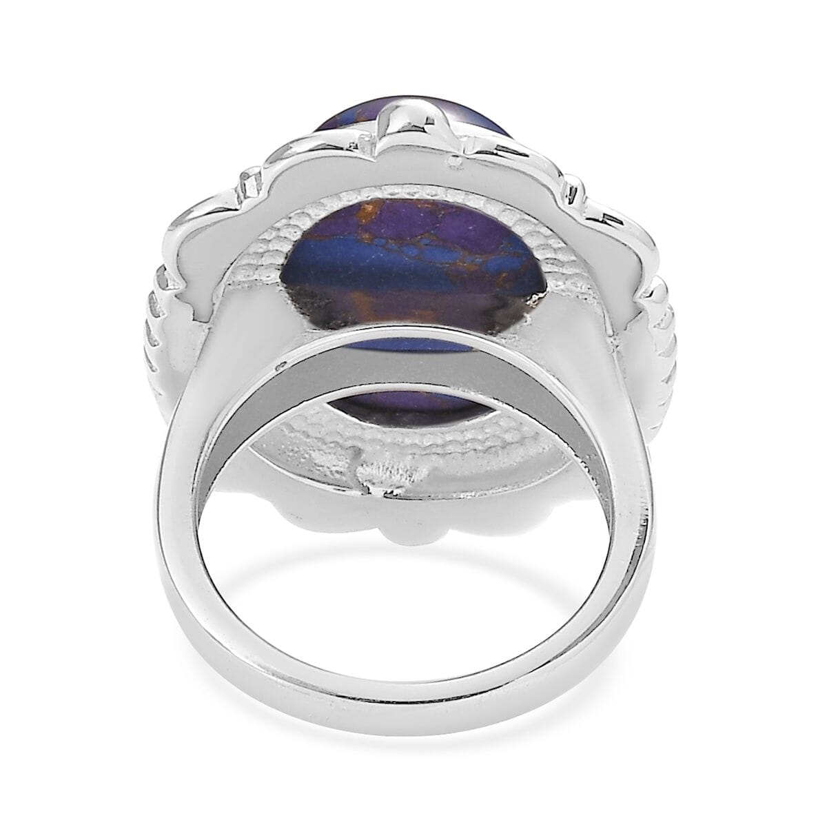 Mojave Purple Turquoise 10.70 ctw Floral Ring in Stainless Steel (Size 8.0) image number 4