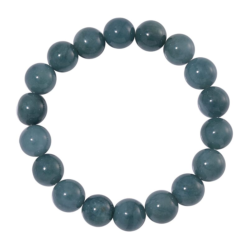 Natural Olmec Jadeite 11-13mm 270.00 ctw Timelass Beaded Stretch Bracelet