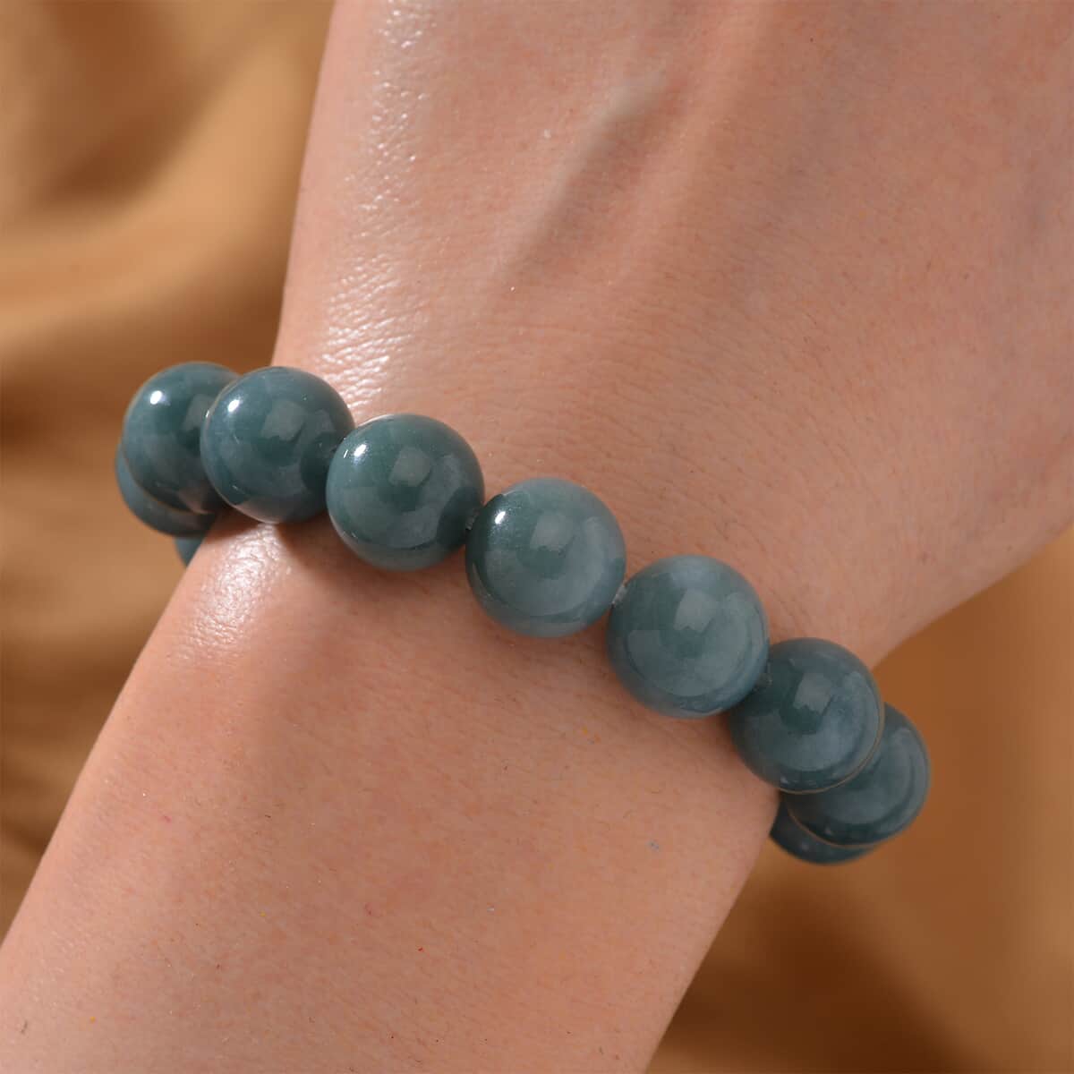 Olmec Jadeite 11-13mm 270.00 ctw Beaded Stretch Bracelet image number 1