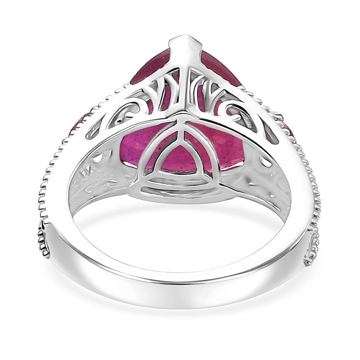 Niassa Ruby (FF) (Trl) Ring in 18K Vermeil YG and Rhodium Over Sterling Silver (Size 6.0) 9.20 ctw image number 4