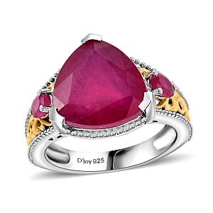 Niassa Ruby (FF) 9.20 ctw Ring in 18K Vermeil YG and Rhodium Over Sterling Silver (Size 9.0)