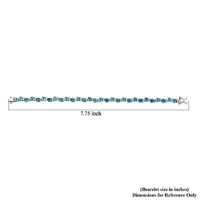 D'Joy Premium Betroka Blue Apatite and Moissanite 12.50 ctw Sea Waves Bracelet in Rhodium Over Sterling Silver (7.25 In)