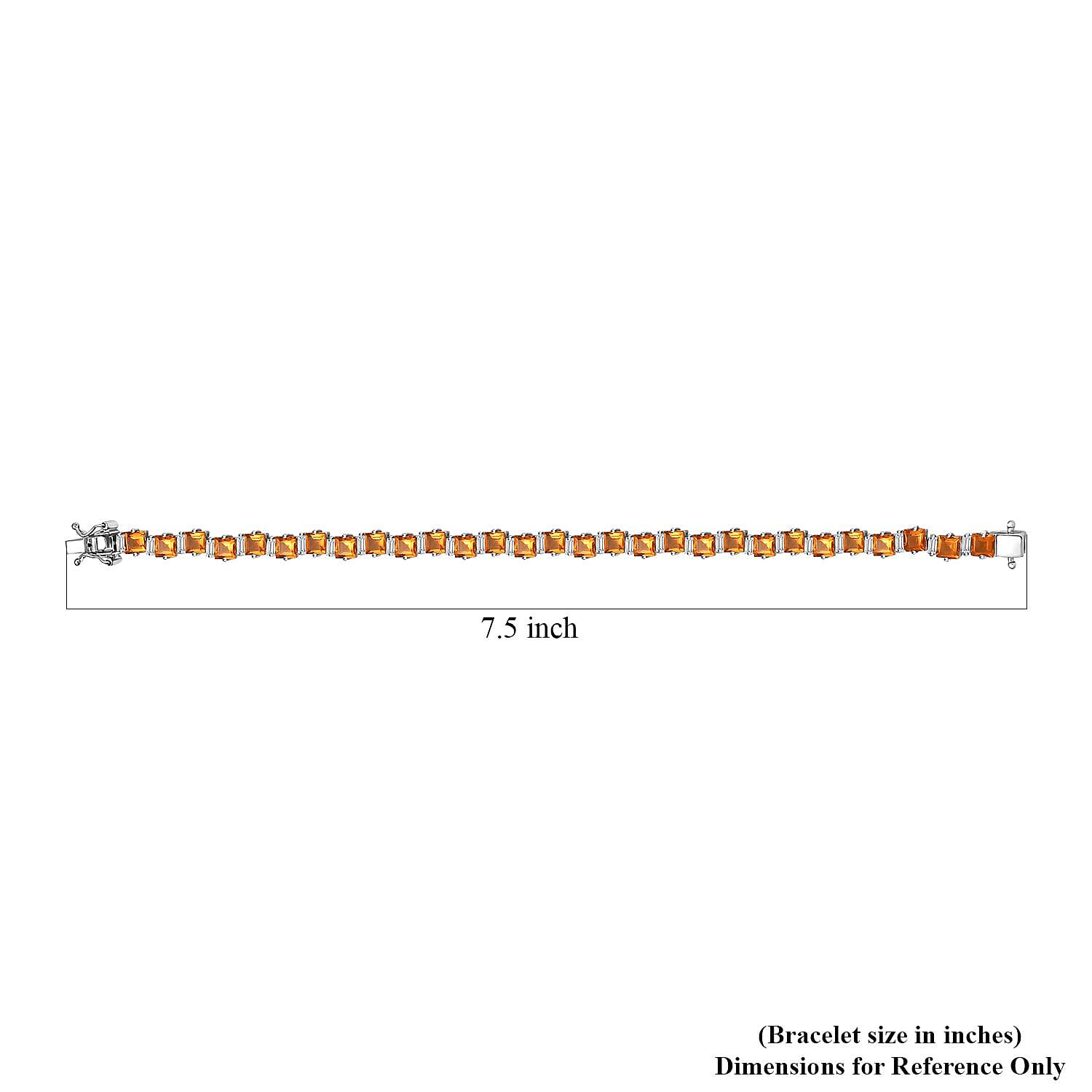 D'Joy Salamanca Fire Opal and Moissanite 8.90 ctw Sea Waves Bracelet in Rhodium Over Sterling Silver (7.25 In)