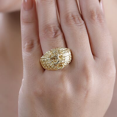 EverTrue Bronzella Collection Lions Roar Men's Ring in 18K YG Plated Bronze (Size 9.0)