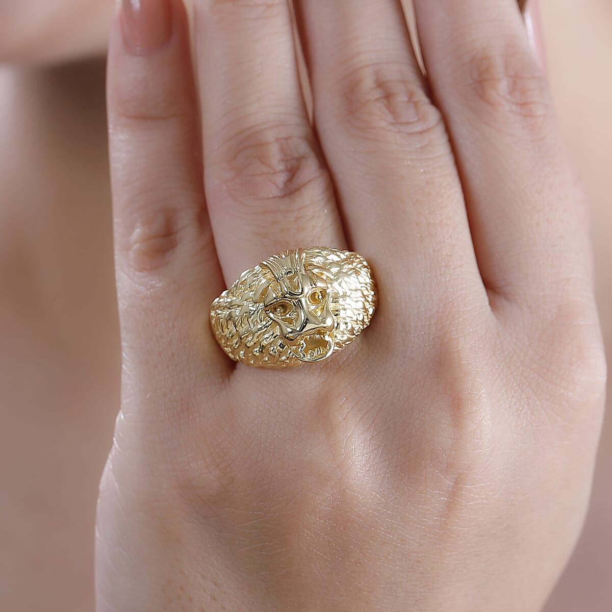 EverTrue Bronzella Collection Lions Roar Men's Ring in 18K YG Plated Bronze (Size 14.0) image number 2