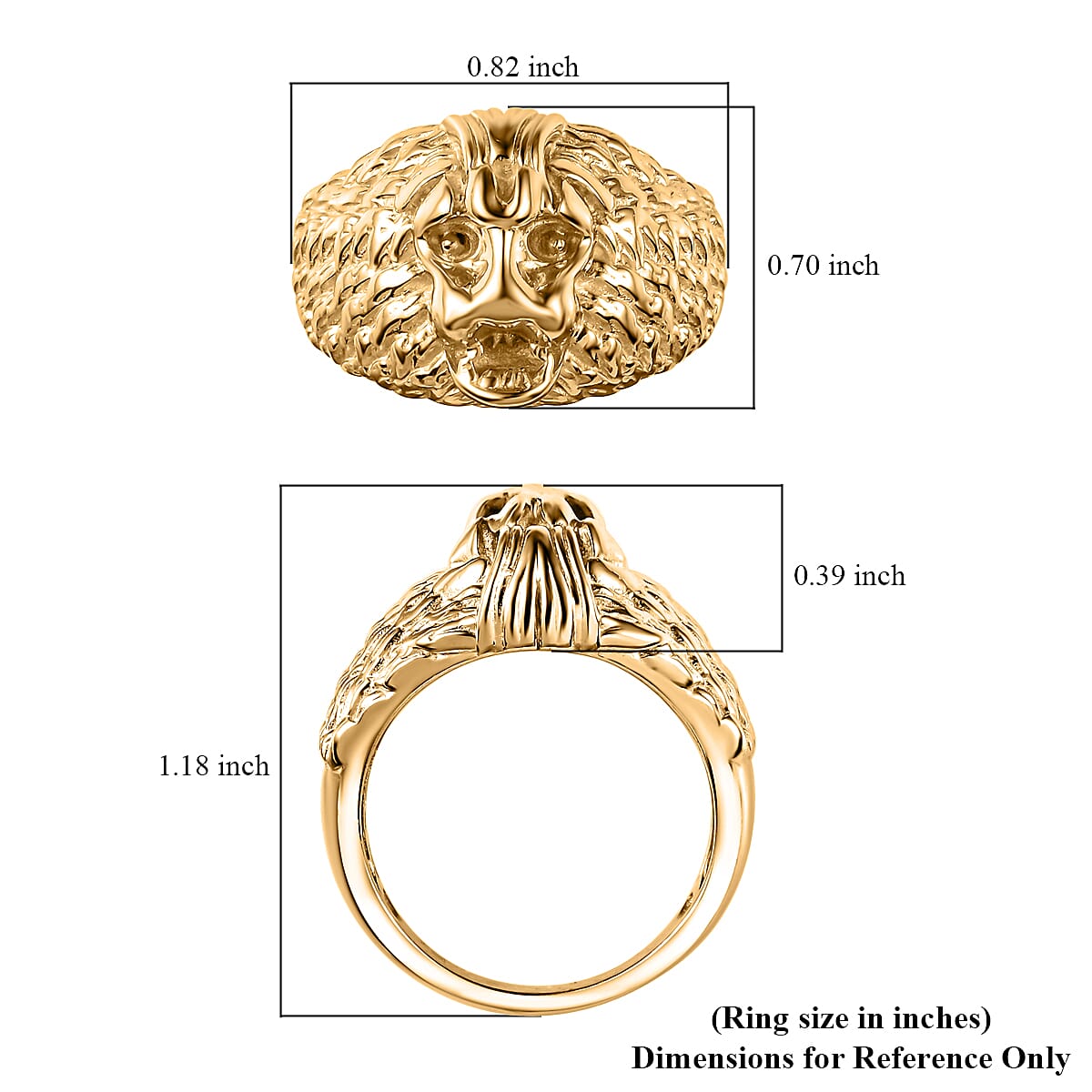 EverTrue Bronzella Collection Lions Roar Men's Ring in 18K YG Plated Bronze (Size 14.0) image number 5