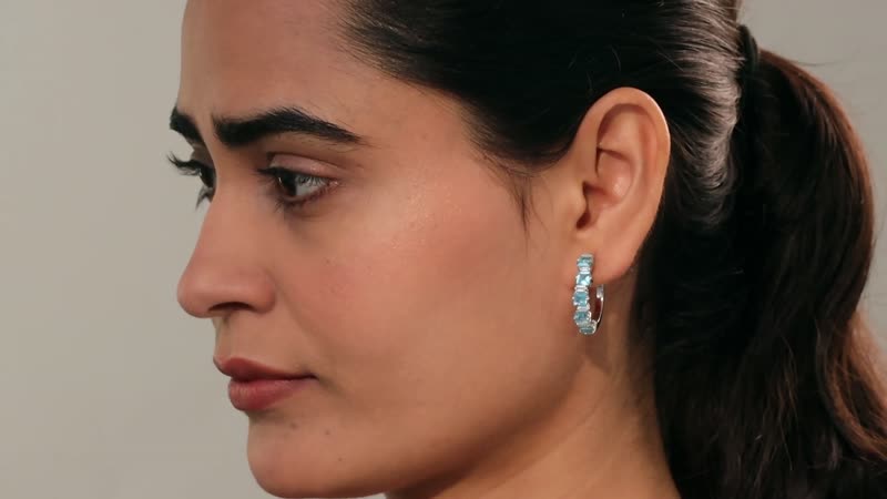 Premium Betroka Blue Apatite and Moissanite 3.90 ctw Earrings in Rhodium Over Sterling Silver