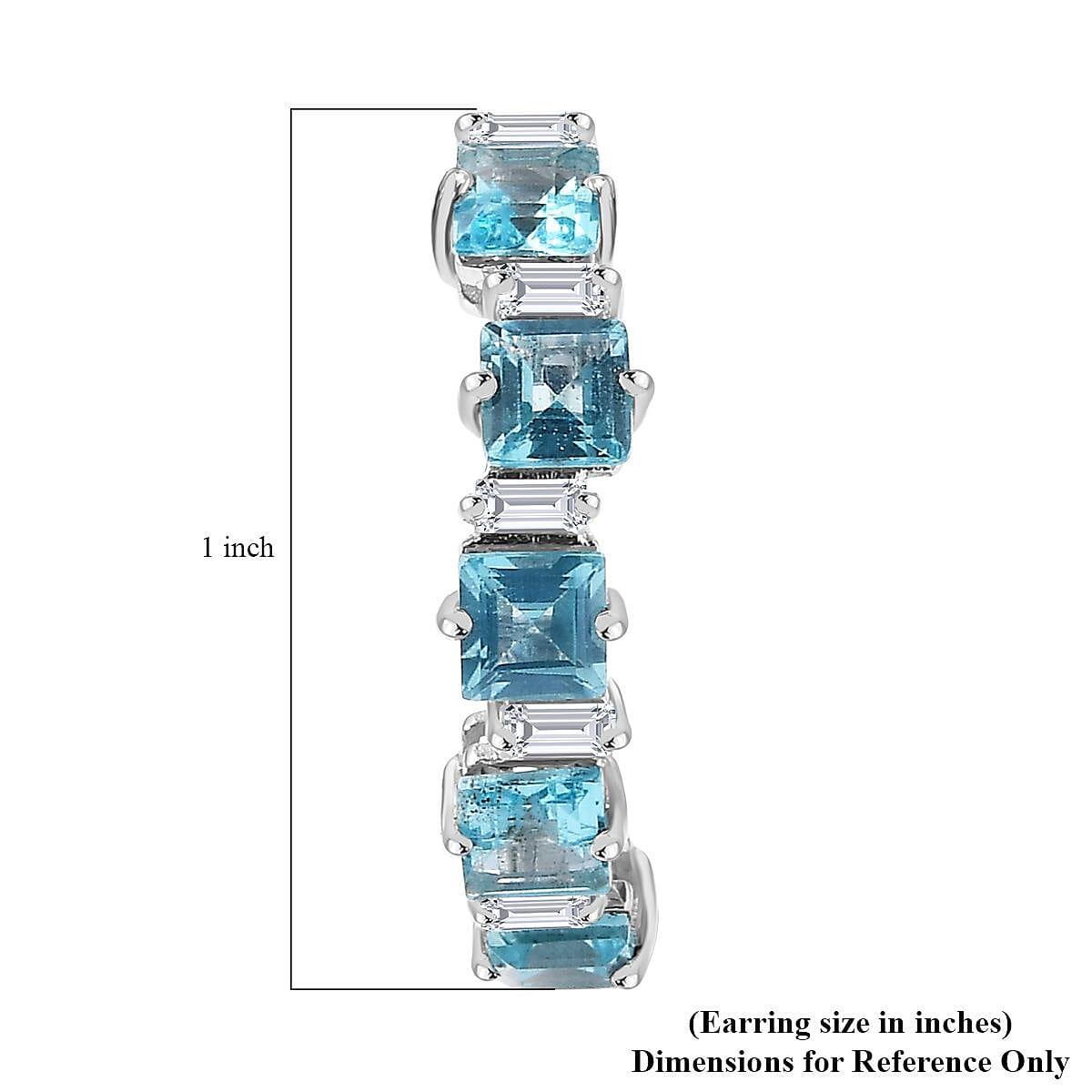D'Joy Premium Betroka Blue Apatite and Moissanite 4.00 ctw Sea Waves Earrings in Rhodium Over Sterling Silver