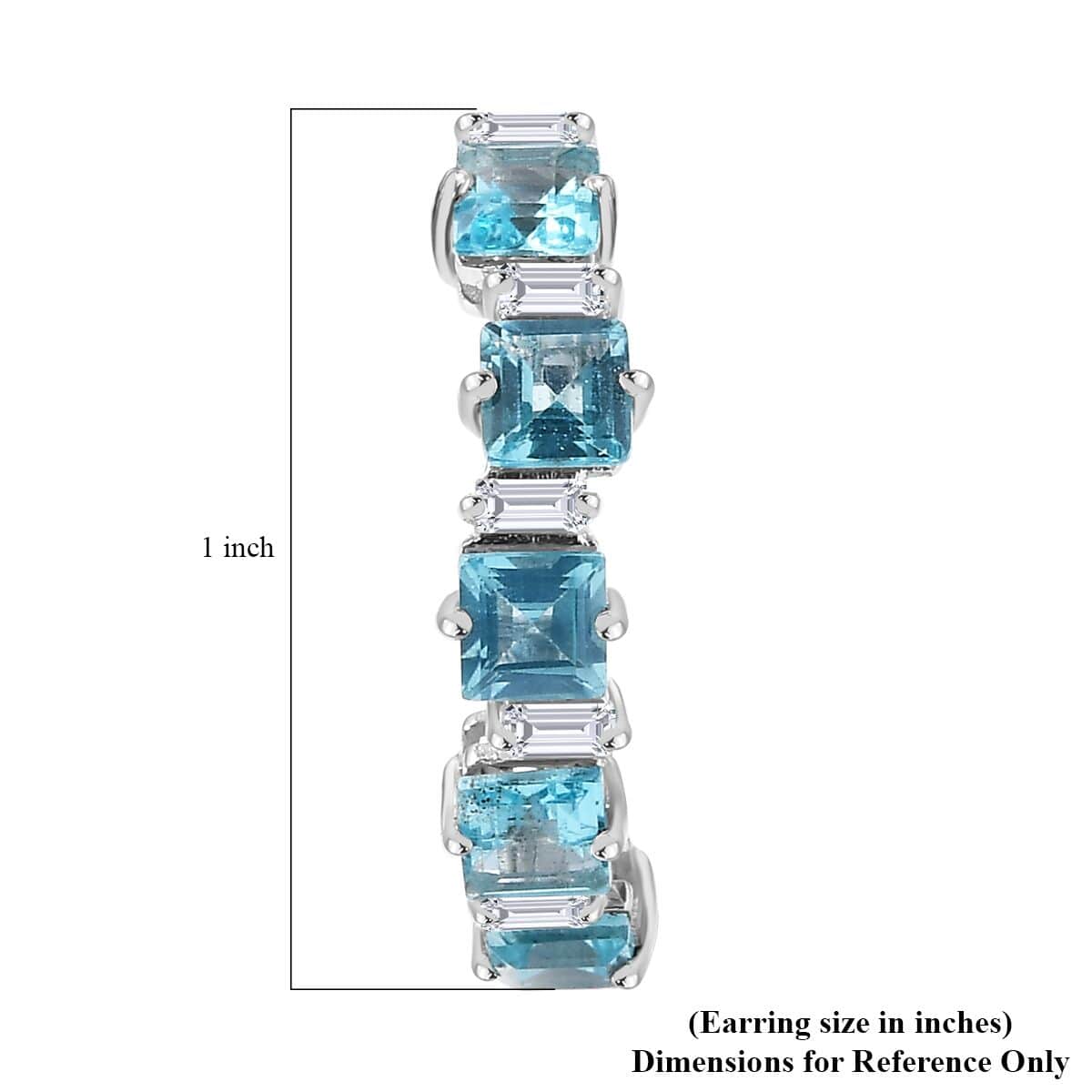 Premium Betroka Blue Apatite and Moissanite 4.00 ctw Sea Waves Earrings in Rhodium Over Sterling Silver image number 4