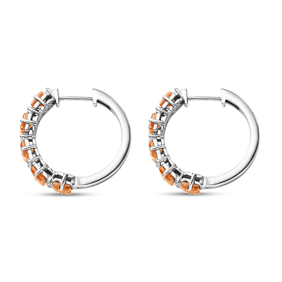 Salamanca Fire Opal and Moissanite 2.80 ctw Sea Waves Earrings in Rhodium Over Sterling Silver image number 3