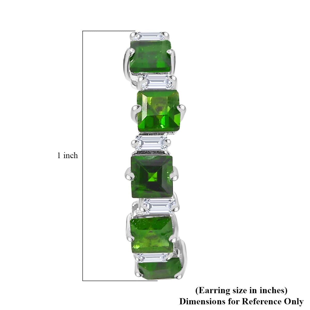 Chrome Diopside and Sea Waves Moissanite 4.10 ctw Earrings in Rhodium Over Sterling Silver image number 4