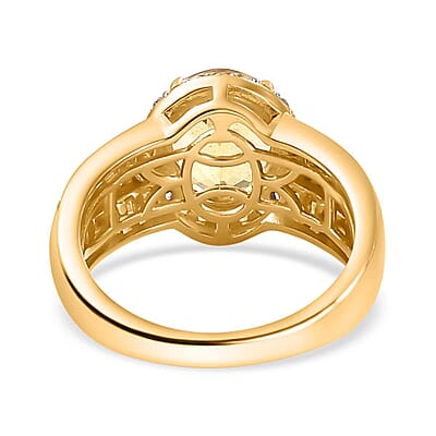 Premium Brazilian Heliodor and White Zircon 3.40 ctw Sunlit Meadow Ring in 18K Vermeil Yellow Gold Over Sterling Silver (Size 10.0)