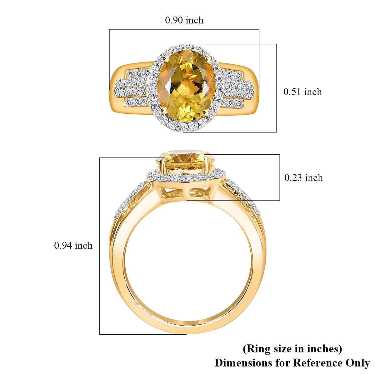 Premium Brazilian Heliodor and White Zircon 3.40 ctw Sunlit Meadow Ring in 18K Vermeil Yellow Gold Over Sterling Silver (Size 10.0)