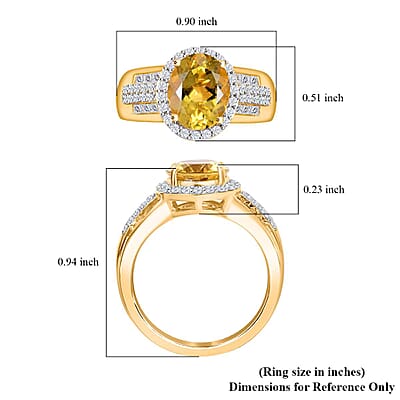 Premium Brazilian Heliodor and White Zircon 3.40 ctw Sunlit Meadow Ring in 18K Vermeil Yellow Gold Over Sterling Silver (Size 10.0)